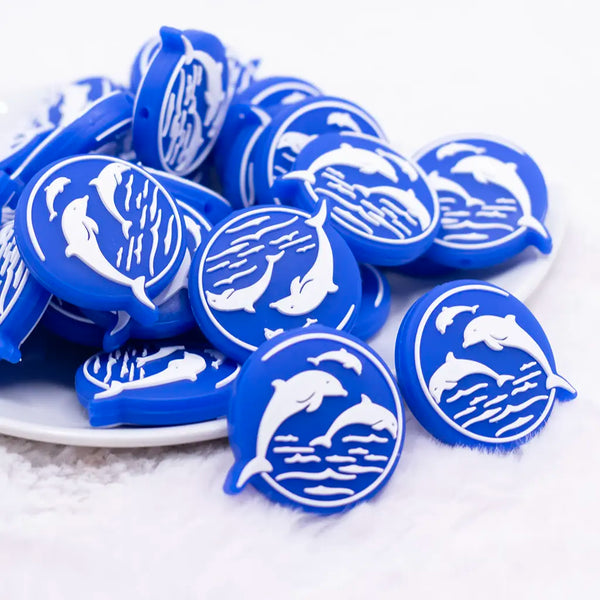 front view of a pile of Dolphins Silicone Focal Bead Accessory