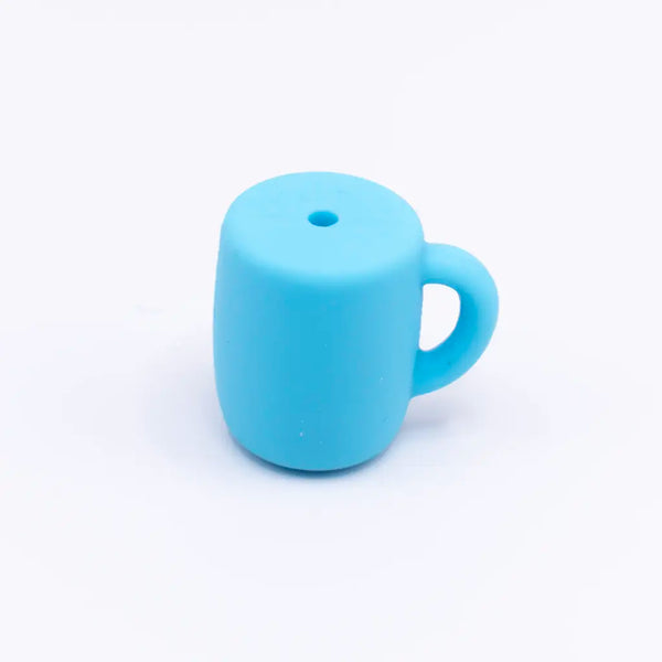 Blue Coffee Cup Silicone Focal Bead Accessory
