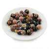 front view of a pile of Brown Animal Print Silicone Variety Bead Pack - 50 Pieces