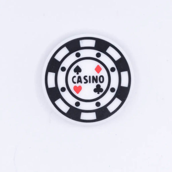 close up view of a pile of Casino Chip Silicone Focal Bead Accessory