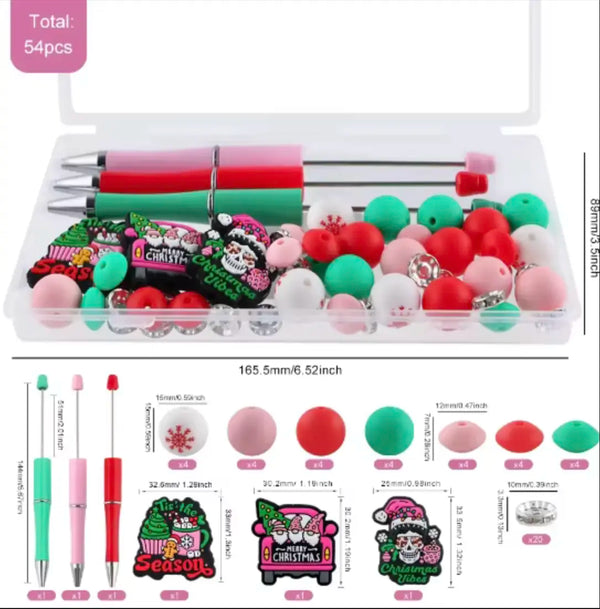 image of Christmas themed Beadable Pen Kit - 54 Pieces