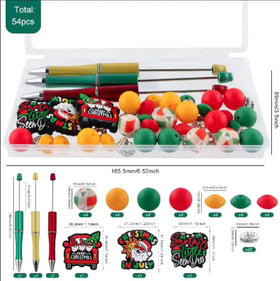 Christmas themed Beadable Pen Kit - 54 Pieces