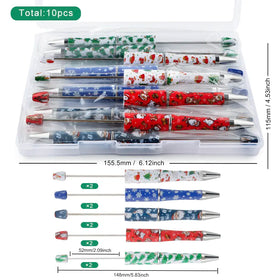 Christmas Print Mixed Beadable Pen Kit - case included - 10 pieces