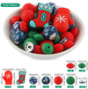 detailed view of a pile of Christmas Silicone Variety Bead Pack- 48 Pieces