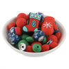 front view of a pile of Christmas Silicone Variety Bead Pack- 48 Pieces