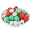 front view of a pile of Christmas Silicone Variety Bead Pack- 40 Pieces