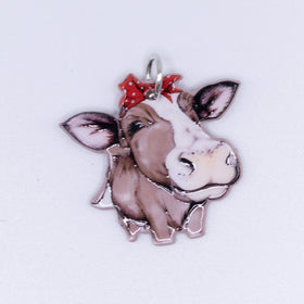 Cow with Bow Pendant with hoop