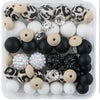 front view of a pile of Cream Leopard Print Silicone Variety Bead Pack - 64 Pieces