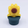 front view of a dark blue Sunflower Pot Silicone Focal Beads Accessory