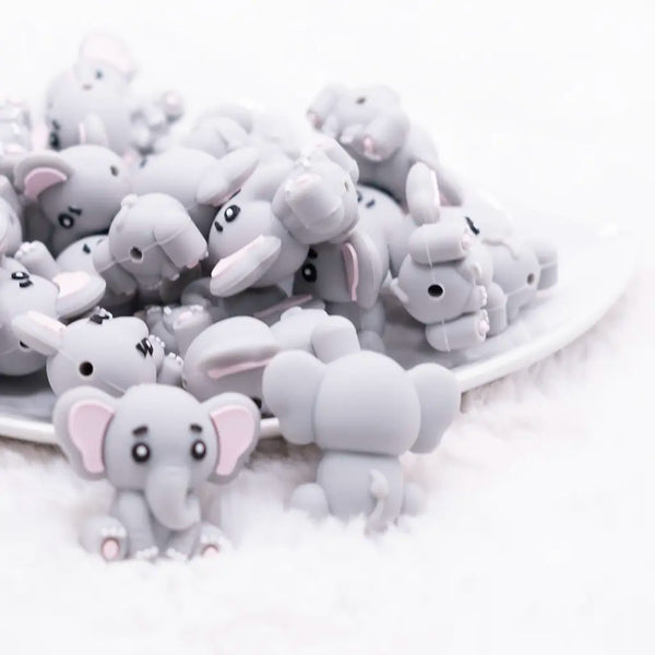 front view of a pile of Elephant 3D Silicone Focal Bead Accessory