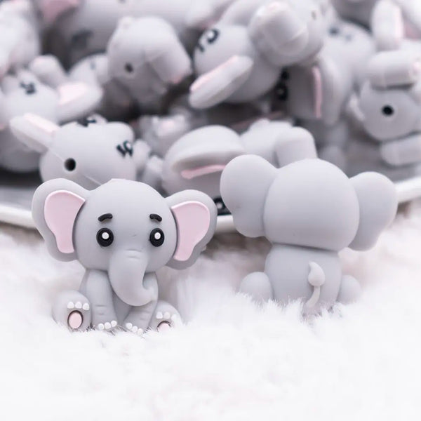 close up view of a pile of Elephant 3D Silicone Focal Bead Accessory