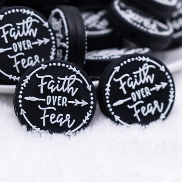 front view of a pile of Faith Over Fear Silicone Focal Bead Accessory