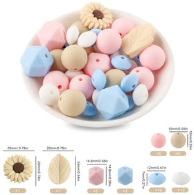 Flower Silicone Variety Bead Pack- 38 Pieces