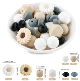 Flower Silicone Variety Bead Pack- 38 Pieces