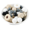 front view of a pile of Flower Silicone Variety Bead Pack- 39 Pieces