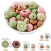 detailed view of a pile of Flower Silicone Variety Bead Pack- 39 Pieces