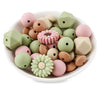 front view of a pile of Flower Silicone Variety Bead Pack- 39 Pieces