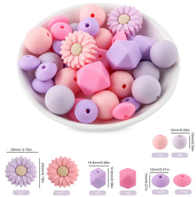 Flower Silicone Variety Bead Pack- 38 Pieces