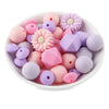 front view of a pile of Flower Silicone Variety Bead Pack- 39 Pieces