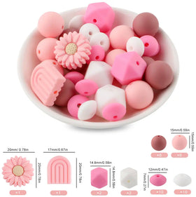 Flower Silicone Variety Bead Pack- 38 Pieces