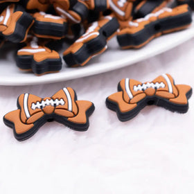 Football Bow silicone focal bead