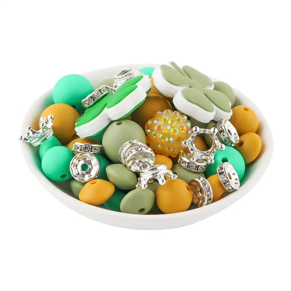 front view of a pile of Good Luck Silicone Variety Bead Pack- 55 Pieces