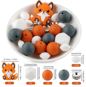 Fox Silicone Variety Bead Pack- 27 Pieces