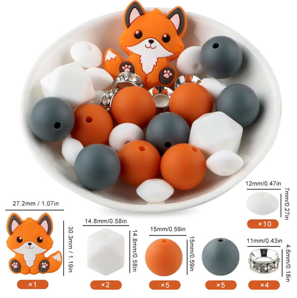 detailed view of a pile of Fox Silicone Variety Bead Pack- 27 Pieces