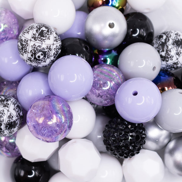 close up view of a pile of 20mm Halloween Acrylic Bubblegum Bead Mix [50 Count]