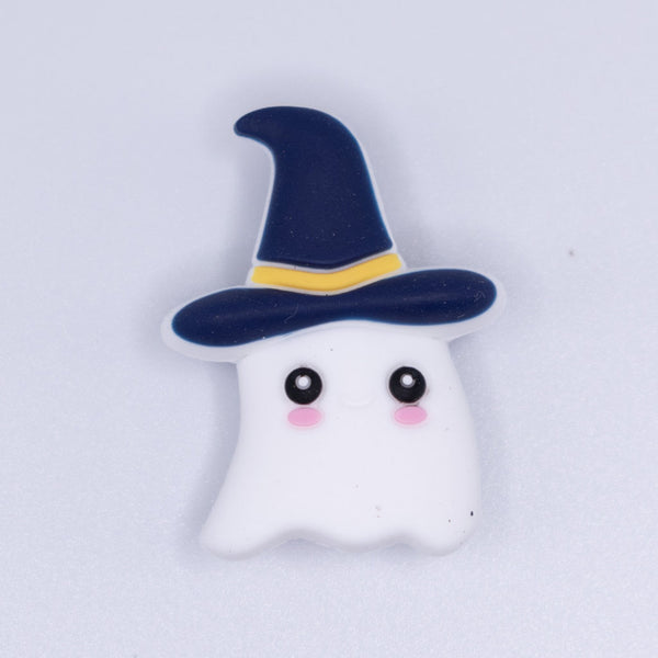 top view of Ghost with Hat Silicone Focal Bead Accessory