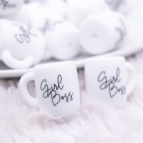 Girl Boss Coffee Cup Silicone Focal Bead Accessory