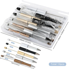 Gold and Black Mixed Beadable Pen Kit - case included - 10 pieces