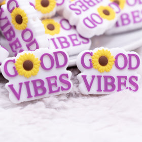 Purple Good Vibes Silicone Focal Bead Accessory