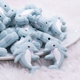 Gray Dolphin Silicone Focal Bead Accessory