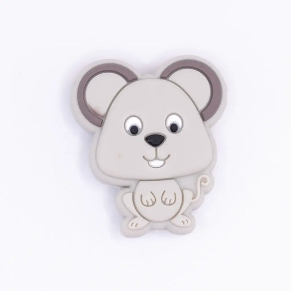 top view of a pile of Gray Mouse Silicone Focal Bead Accessory