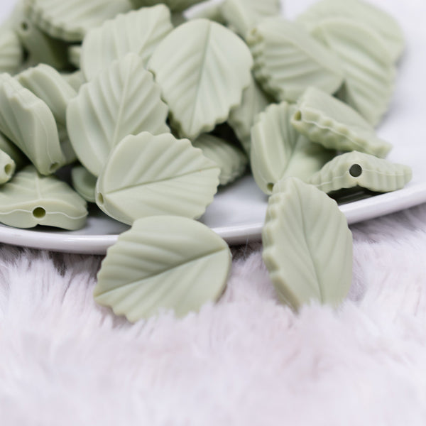 macro view of Green Leaf Silicone Focal Bead Accessory