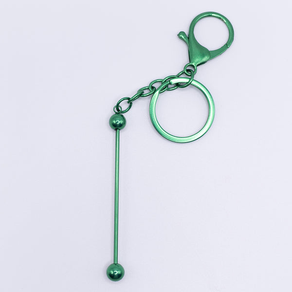 top view of a Green Beadable Keychain Bars with Chain - 1 & 5 Count