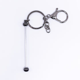 Gunmetal Beadable Keychain Bars with Chain - 1 & 5 Count