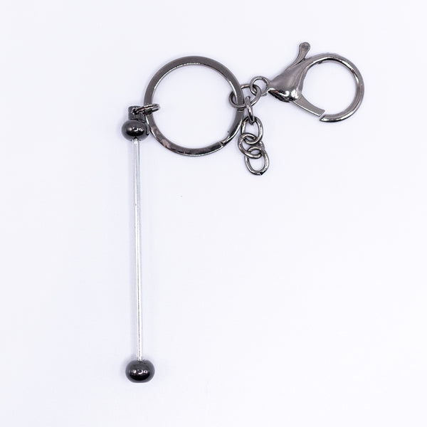top view of a Gunmetal Beadable Keychain Bars with Chain - 1 & 5 Count
