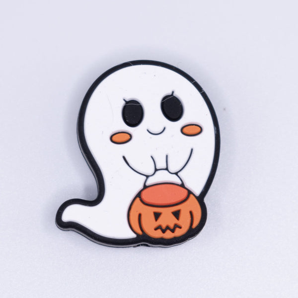 top view of Halloween Ghost Silicone Focal Bead Accessory