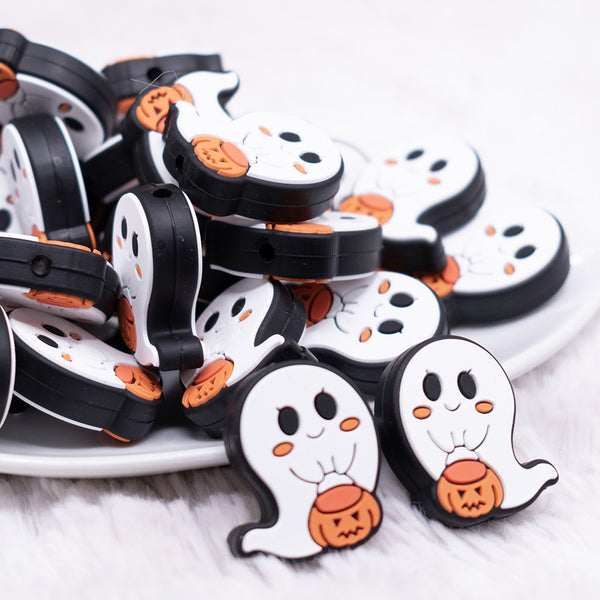 front view of Halloween Ghost Silicone Focal Bead Accessory