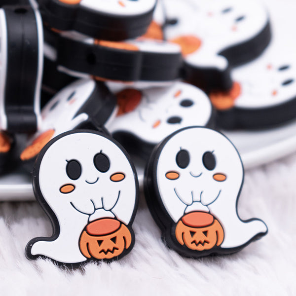 macro view of Halloween Ghost Silicone Focal Bead Accessory