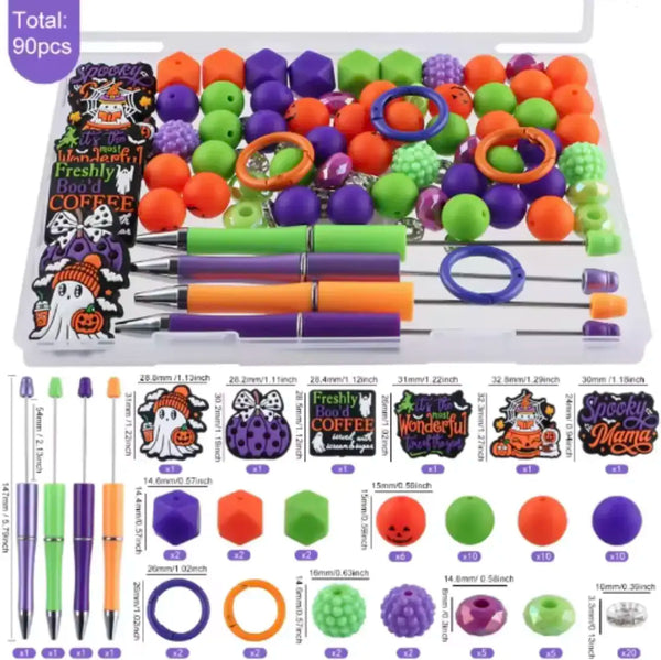 front view of a Halloween Beadable Pen Kit - 90 Pieces