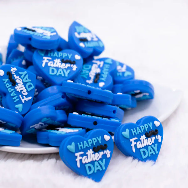 front view of a pile of Father's Day Silicone Focal Bead Accessory