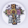 top view of a He Lives Silicone Focal Bead Accessory
