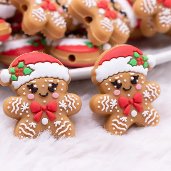 macro view of a pile of Gingerbread Man Silicone Focal Bead Accessory