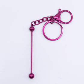 Hot Pink Beadable Keychain Bars with Chain - 1 & 5 Count