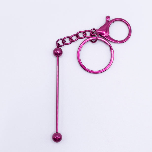 top view of a Hot Pink Beadable Keychain Bars with Chain - 1 & 5 Count