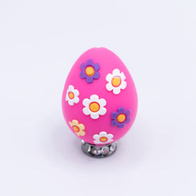 3D Hot Pink Egg with Flowers Silicone Focal Bead Accessory