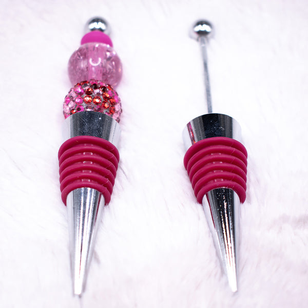 front view of Hot Pink Beadable Wine Stopper - 1 & 5 Count